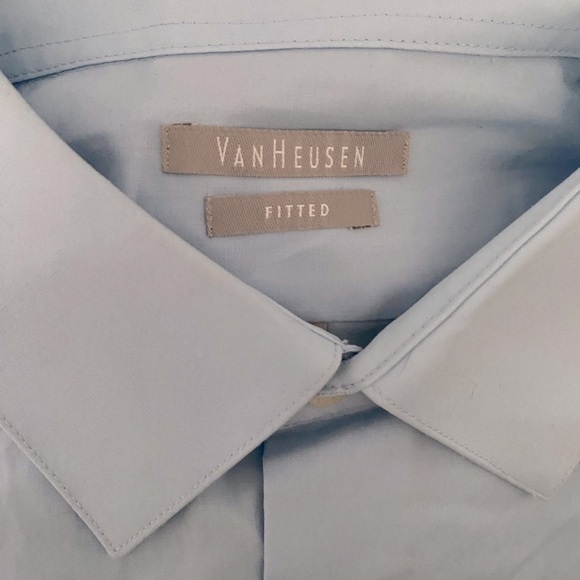 VAN HEUSEN BABY BLUE FITTED COLLARED SHIRT SIZE 17.5 34/35 - Picture 3 of 4
